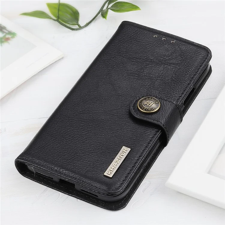 KHAZNEH Lederabdeckung für Xiaomi Poco X3 NFC Wallet Stand Cell Phone Case - Schwarz