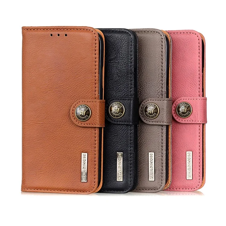 KHAZNEH Lederabdeckung für Xiaomi Poco X3 NFC Wallet Stand Cell Phone Case - Schwarz