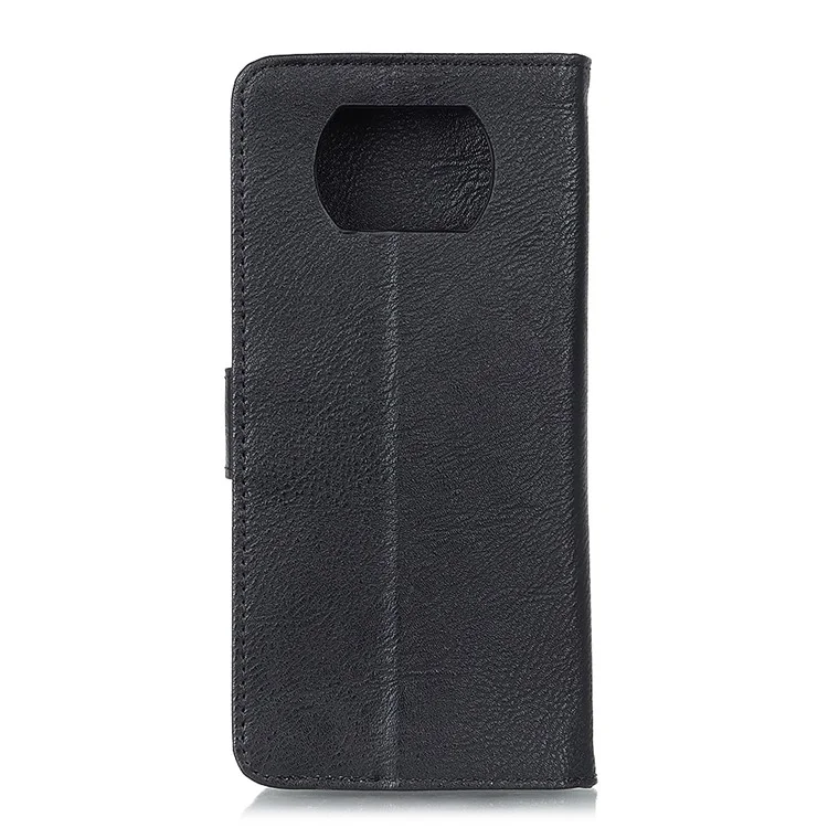 KHAZNEH Leather Cover for Xiaomi Poco X3 NFC Wallet Stand Cell Phone Case - Black