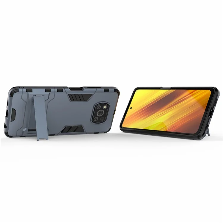 Plastic + TPU Hybrid Case with Kickstand for Xiaomi Poco X3 NFC/Poco X3 - Blue
