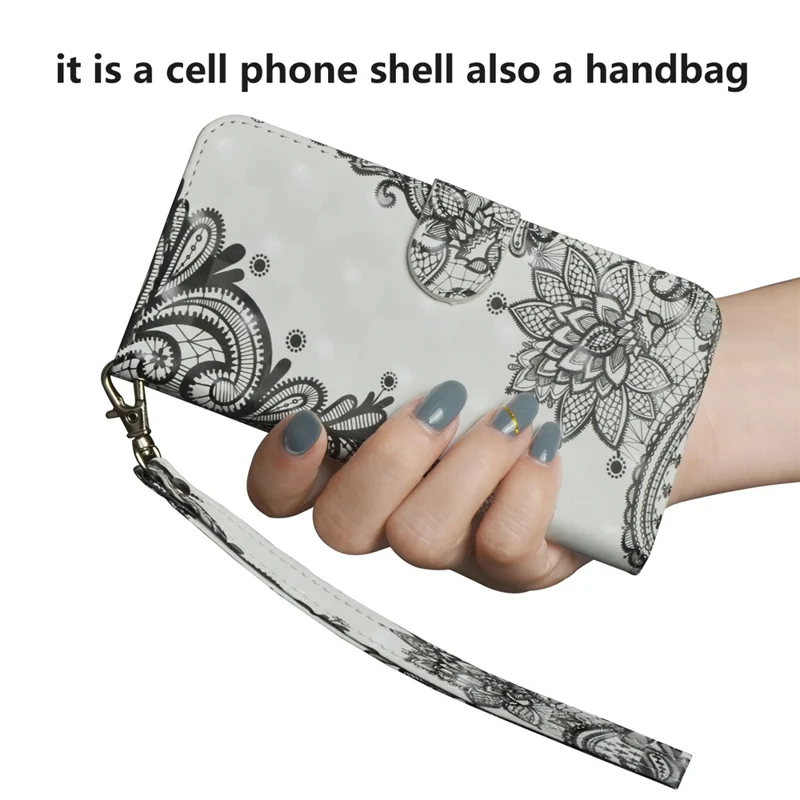 Light Spot Decor Pattern Printing Leather Case for Xiaomi Poco X3/Poco X3 NFC - Lace Flower