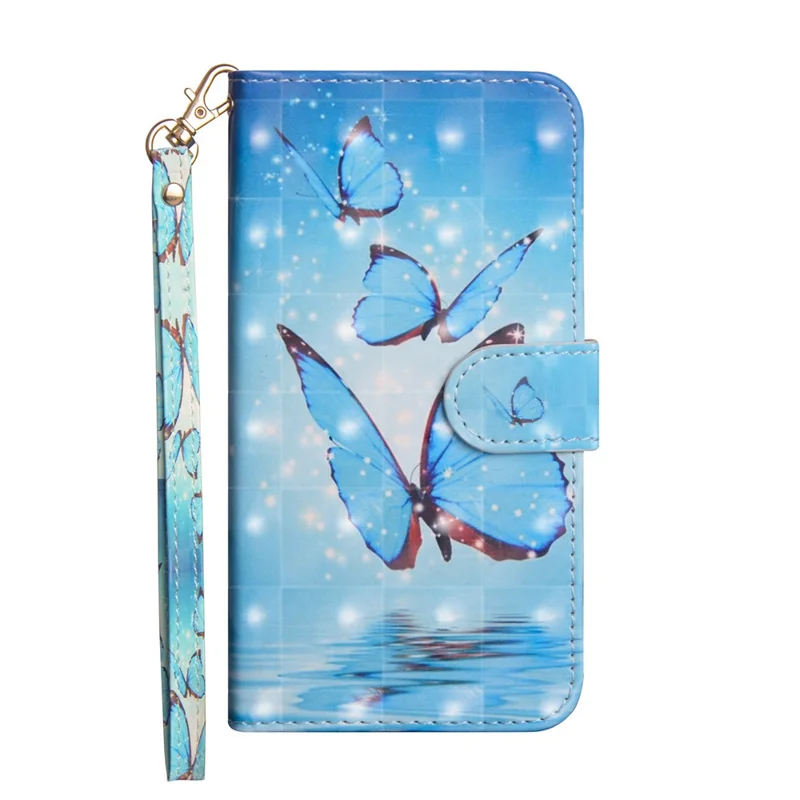 Light Spot Decor Pattern Printing Leather Case for Xiaomi Poco X3/Poco X3 NFC - Blue Butterfly