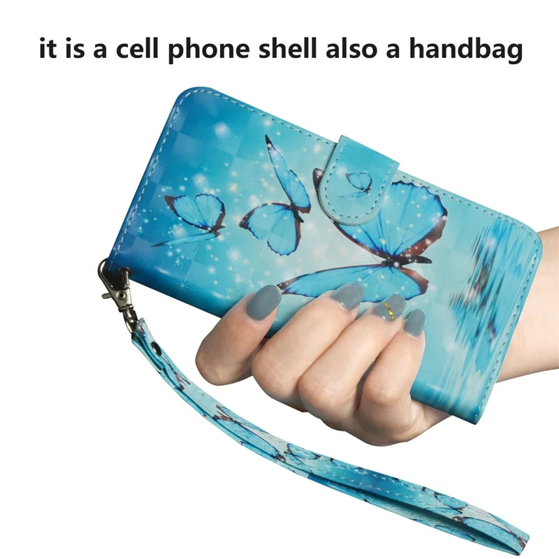 Light Spot Decor Pattern Printing Leather Case for Xiaomi Poco X3/Poco X3 NFC - Blue Butterfly