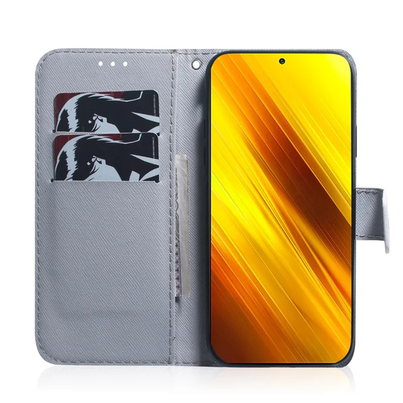 Caixa de Carteira de Couro de Impressão de Padrões Para Xiaomi Poco X3 Nfc/poco X3 - Lobo Branco