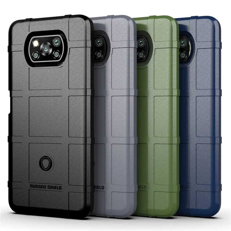 Coque de téléphone carrée avec texture en grille TPU résistante aux chocs pour Xiaomi Poco X3 NFC/Xiaomi Poco X3 - Noir