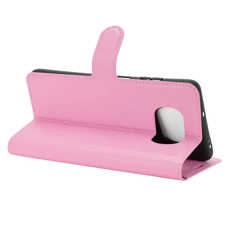 Portafoglio in pelle con motivo Litchi per Xiaomi Poco X3 NFC/Poco X3 - Rosa