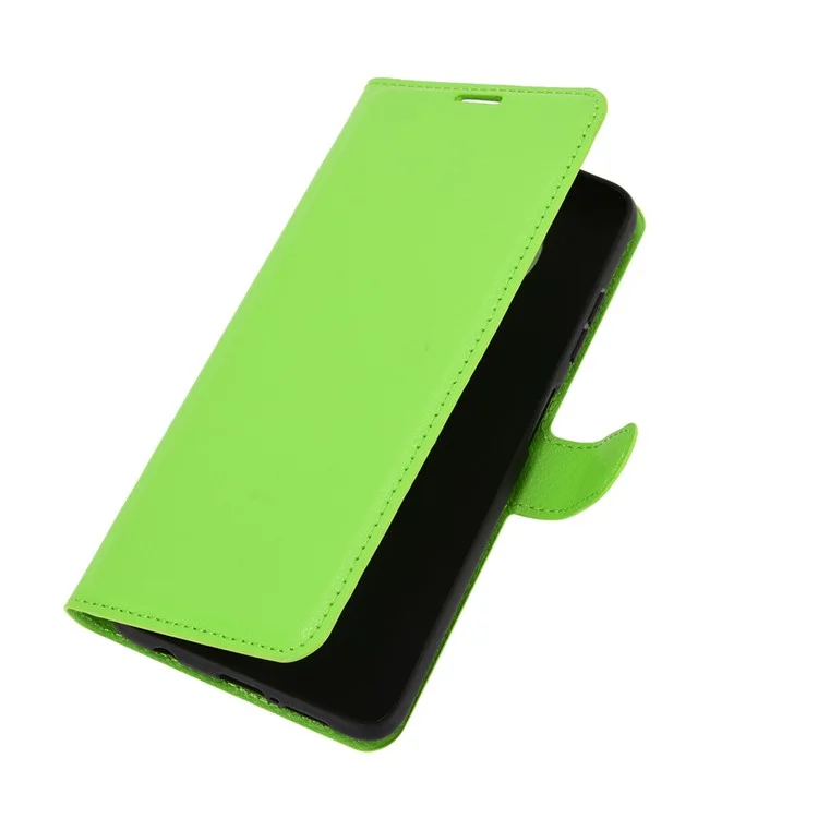 Litchi Skin Wallet Leather Stand Case for Xiaomi Poco X3 NFC / Poco X3 - Green
