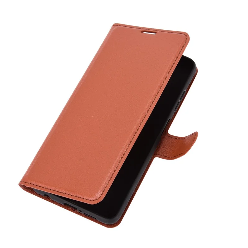 Portafoglio in pelle di litchi Custodia con supporto per Xiaomi Poco X3 NFC/Poco X3 - Marrone