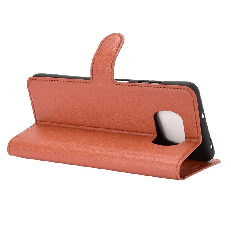 Portafoglio in pelle di litchi Custodia con supporto per Xiaomi Poco X3 NFC/Poco X3 - Marrone
