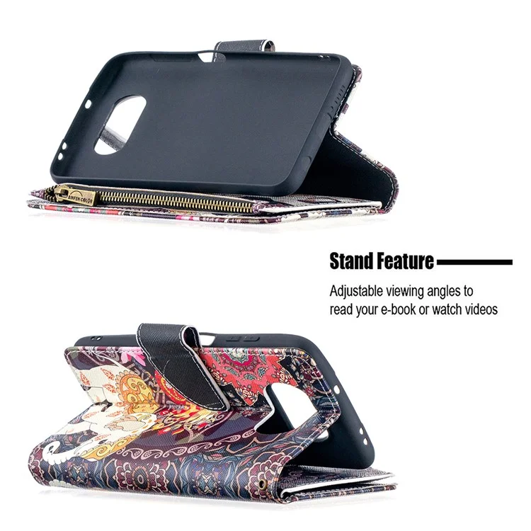 BF03 Pattern Printing Zipper Wallet Leather Phone Case per Xiaomi Poco X3 / Poco X3 NFC - Elefante