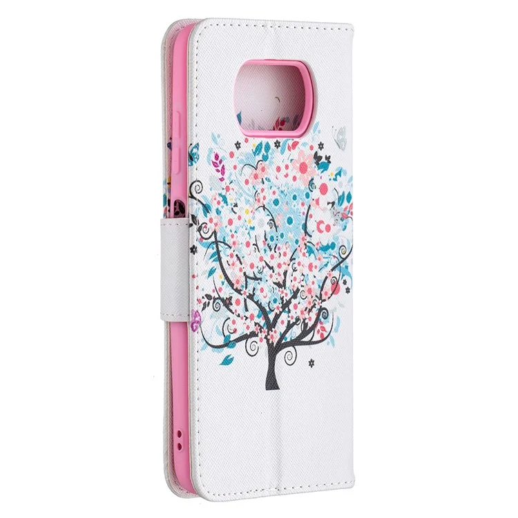 Pattern Printing Leather Wallet Protective Shell for Xiaomi Poco X3 / Poco X3 NFC - Tree