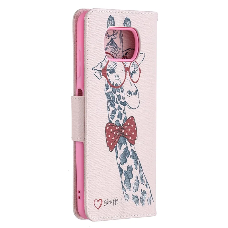 Mönstrad läderplånbokskyddsfodral med skärmskydd för Xiaomi Poco X3 / Poco X3 NFC - Älg