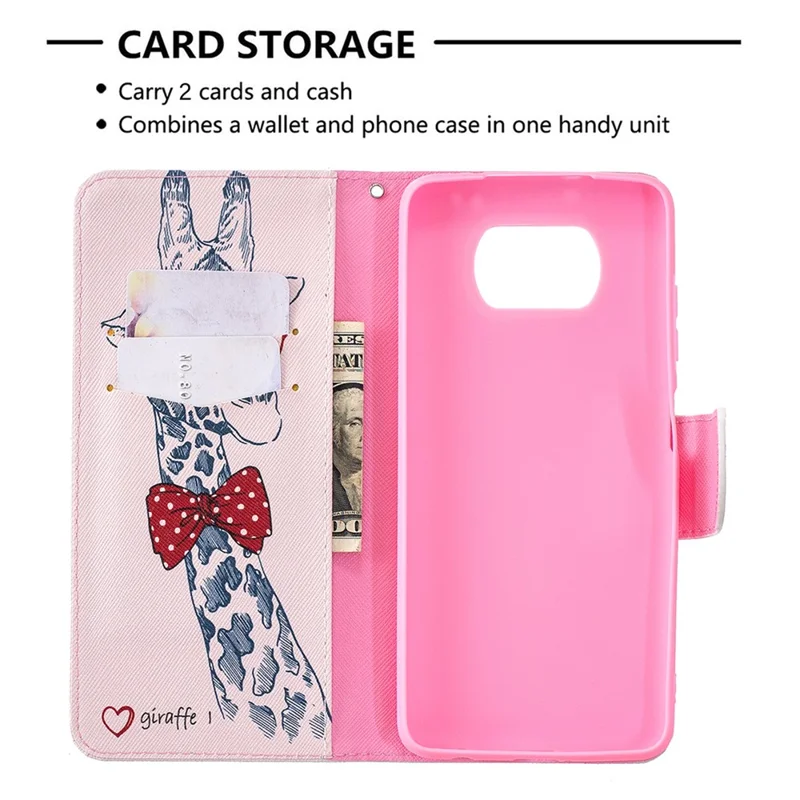 Mönstrad läderplånbokskyddsfodral med skärmskydd för Xiaomi Poco X3 / Poco X3 NFC - Älg