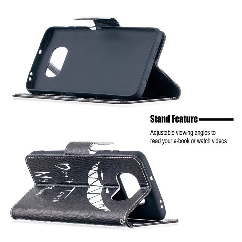 Pattern Printing Leather Wallet Protective Shell for Xiaomi Poco X3 / Poco X3 NFC - Don't Touch My Phone