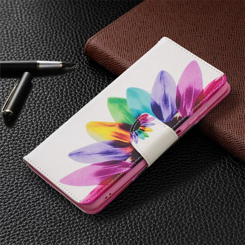 Pattern Printing Leather Wallet Protective Shell for Xiaomi Poco X3 / Poco X3 NFC - Colorized Flower