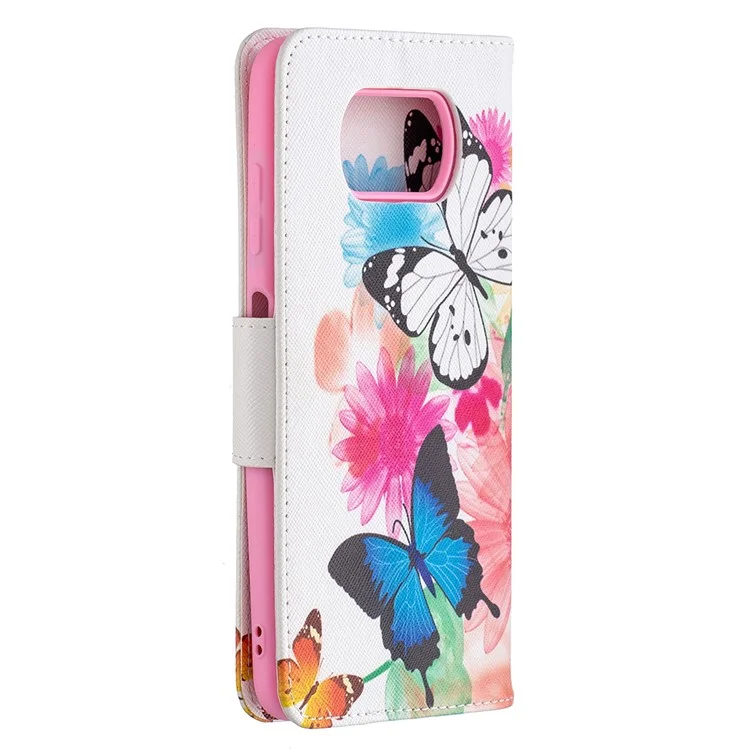 Funda protectora con impresión de patrón para cartera de piel para Xiaomi Poco X3 / Poco X3 NFC - Mariposa y Flor