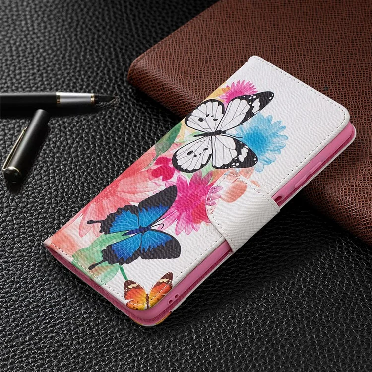 Funda protectora con impresión de patrón para cartera de piel para Xiaomi Poco X3 / Poco X3 NFC - Mariposa y Flor