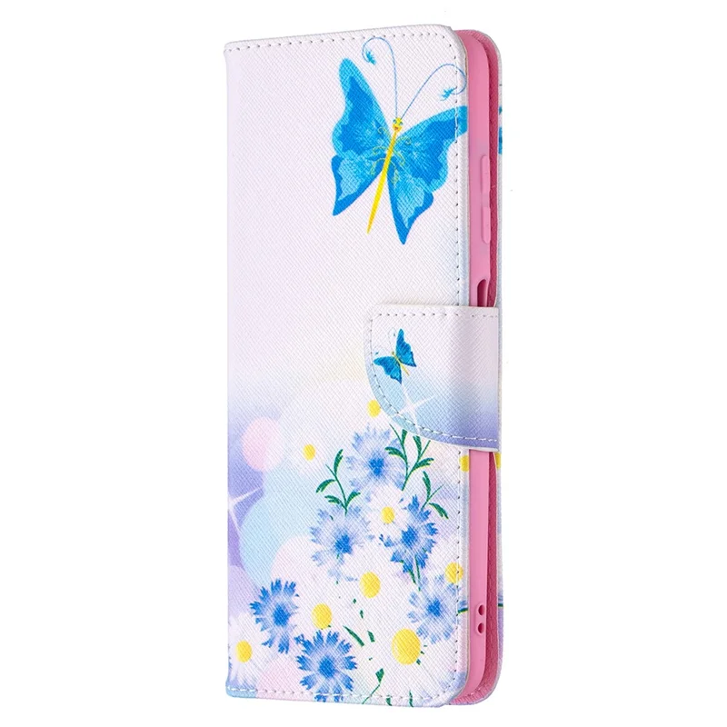 Pattern Printing Leather Wallet Protective Shell for Xiaomi Poco X3 / Poco X3 NFC - Blue Butterfly