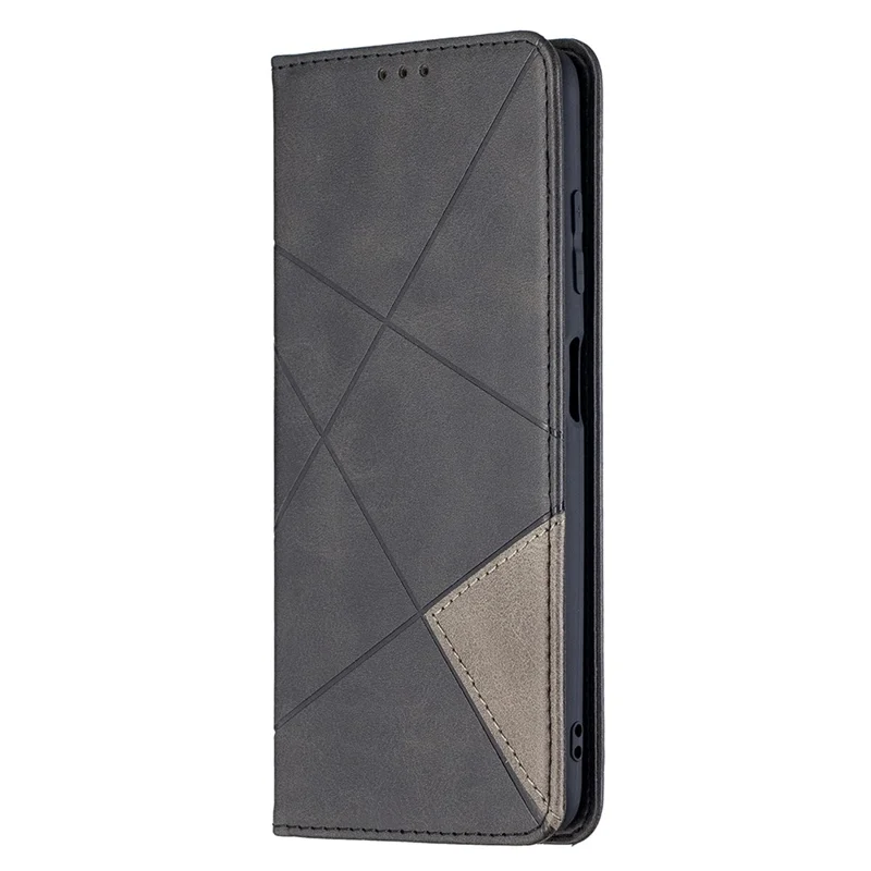 Geometric Pattern Leather Stand Case with Card Slots for Xiaomi Poco X3 - Black