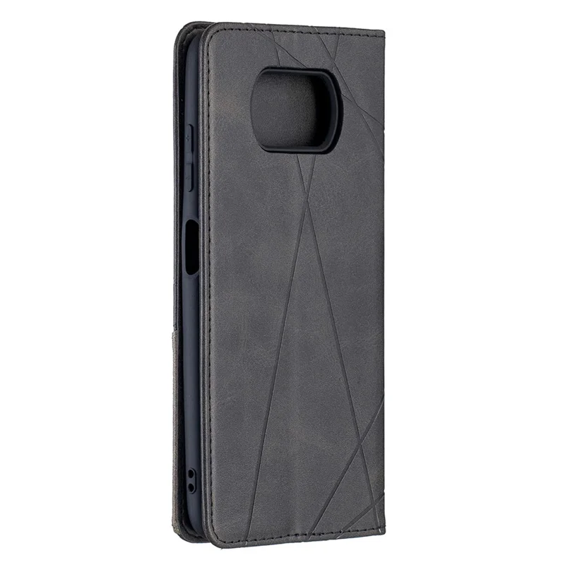 Geometric Pattern Leather Stand Case with Card Slots for Xiaomi Poco X3 - Black