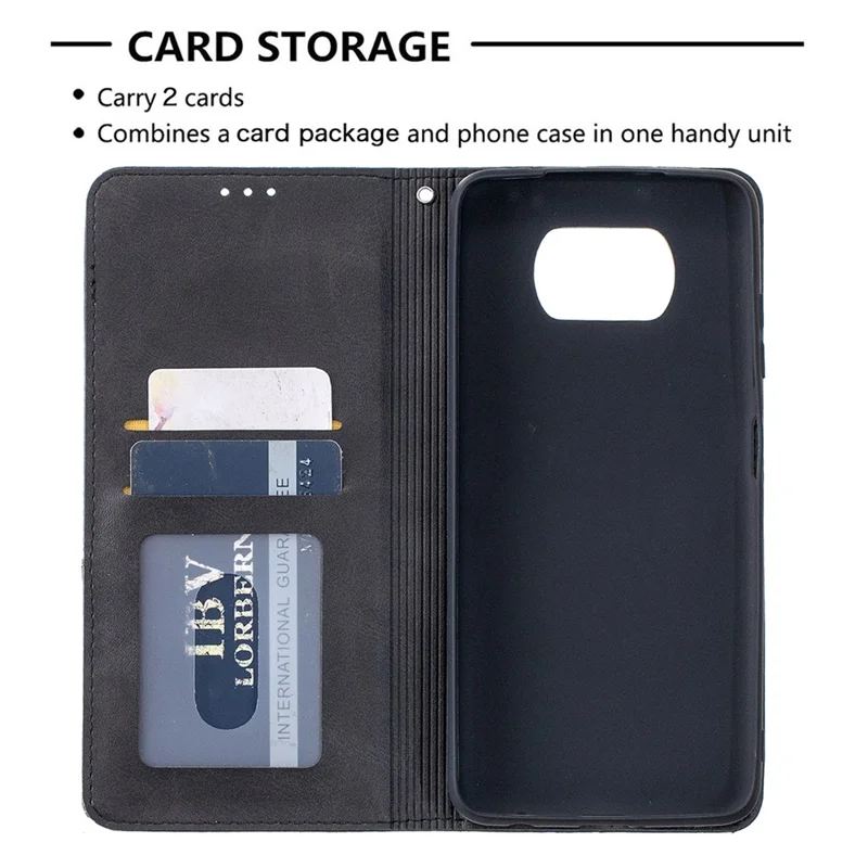 Geometric Pattern Leather Stand Case with Card Slots for Xiaomi Poco X3 - Black