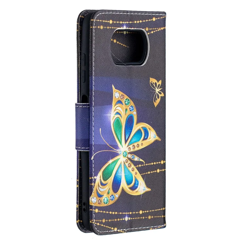 Pattern Printing Wallet Stand Flip Leather Phone Shell for Xiaomi Poco X3 / Poco X3 NFC - Beautiful Butterfly
