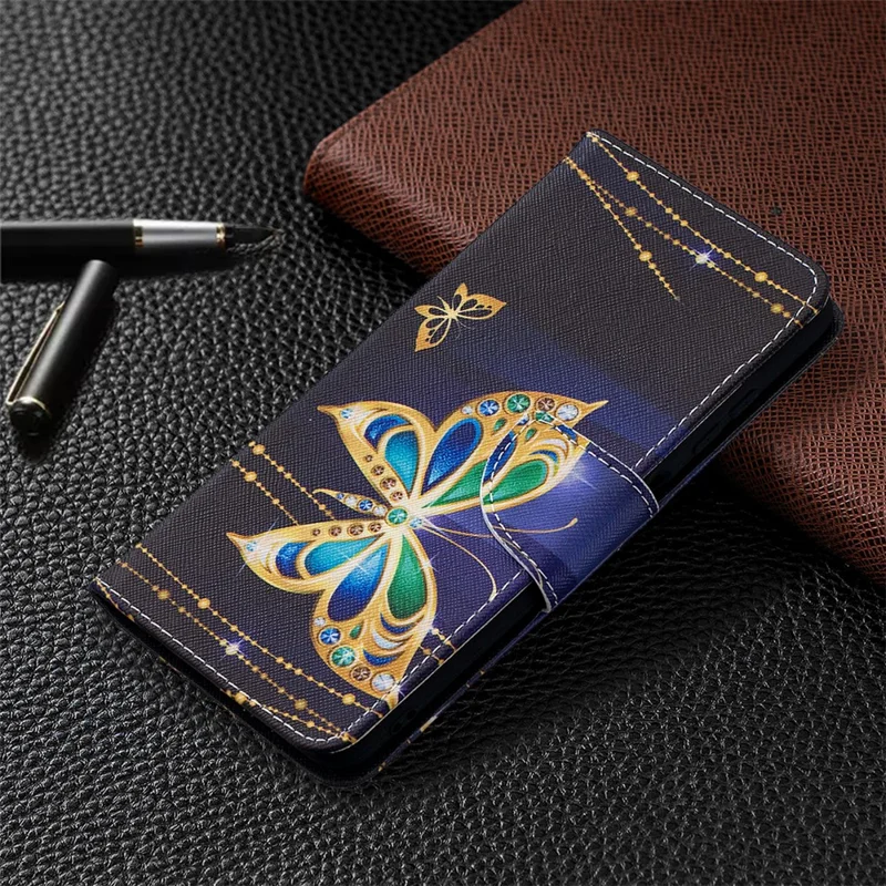 Pattern Printing Wallet Stand Flip Leather Phone Shell for Xiaomi Poco X3 / Poco X3 NFC - Beautiful Butterfly