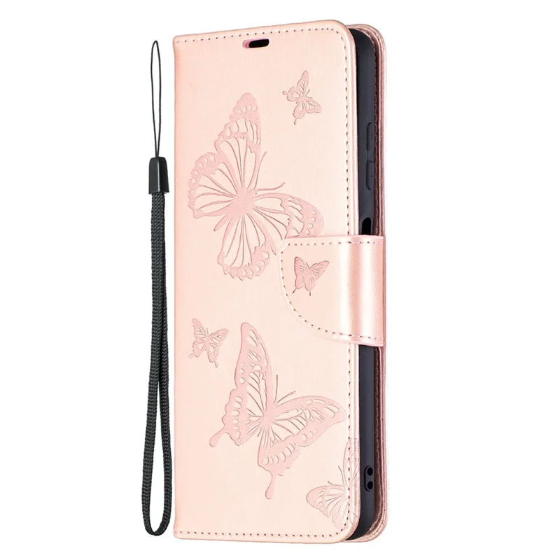 Imprint Butterflies Pattern Wallet Stand Leather Cover for Xiaomi Poco X3 / Poco X3 NFC - Rose Gold