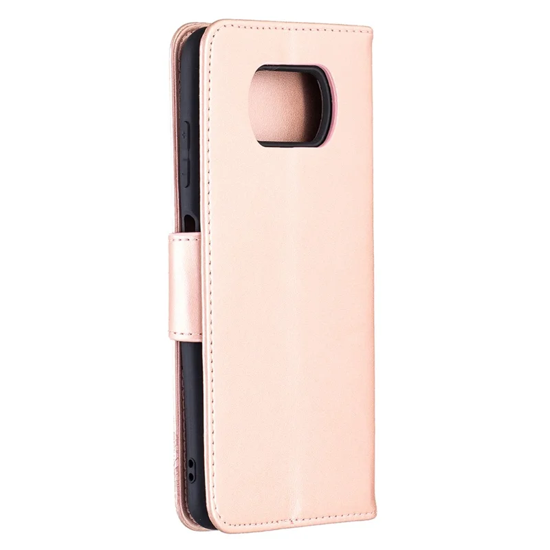 Imprint Butterflies Pattern Wallet Stand Leather Cover for Xiaomi Poco X3 / Poco X3 NFC - Rose Gold