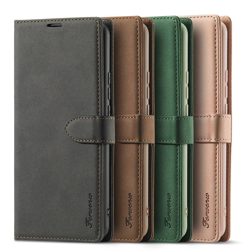 FORWENW F1 Series Leather Wallet Stand Cover Case for Xiaomi Redmi 9 - Black