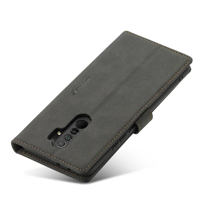 FORWENW F1 Series Leather Wallet Stand Cover Case for Xiaomi Redmi 9 - Black