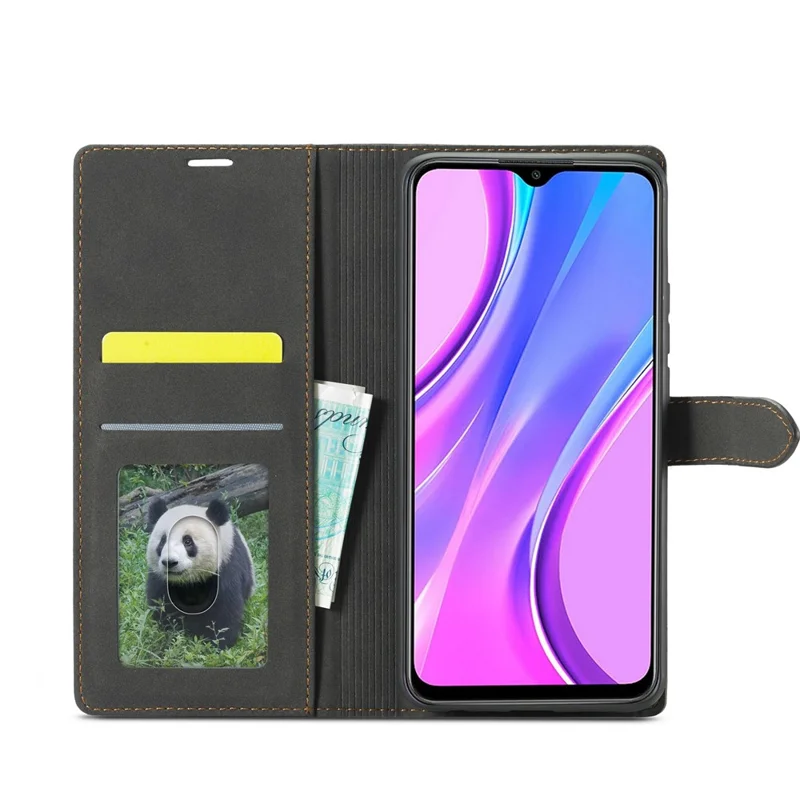 FORWENW F1 Series Leather Wallet Stand Cover Case for Xiaomi Redmi 9 - Black