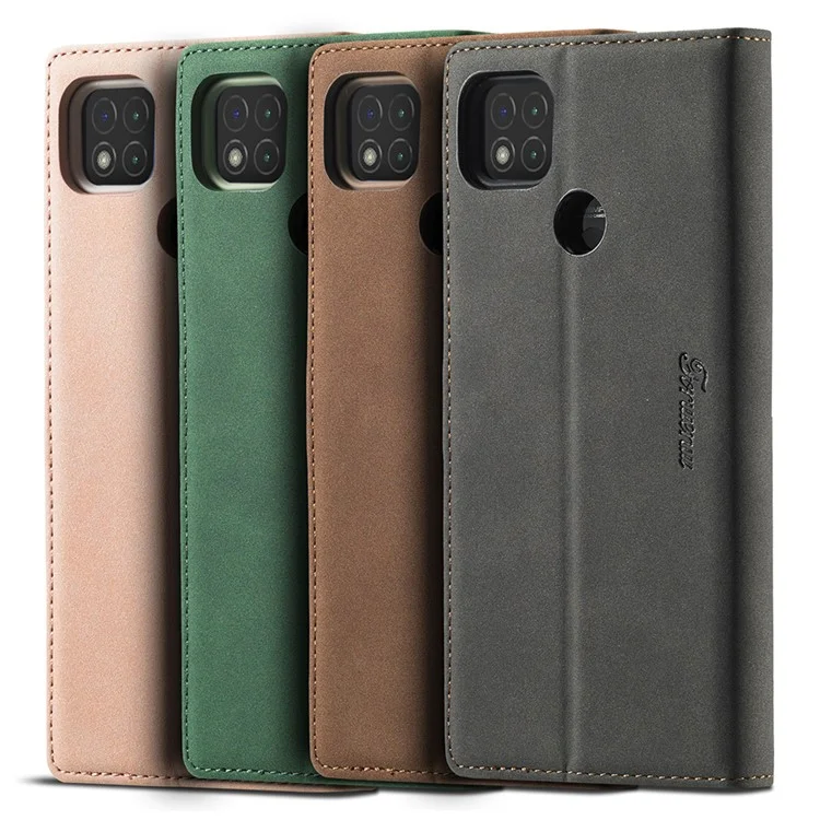 FORWENW F1 Series for Xiaomi Redmi 9C/Redmi 9C NFC Leather Wallet Stand Cover Case  - Black