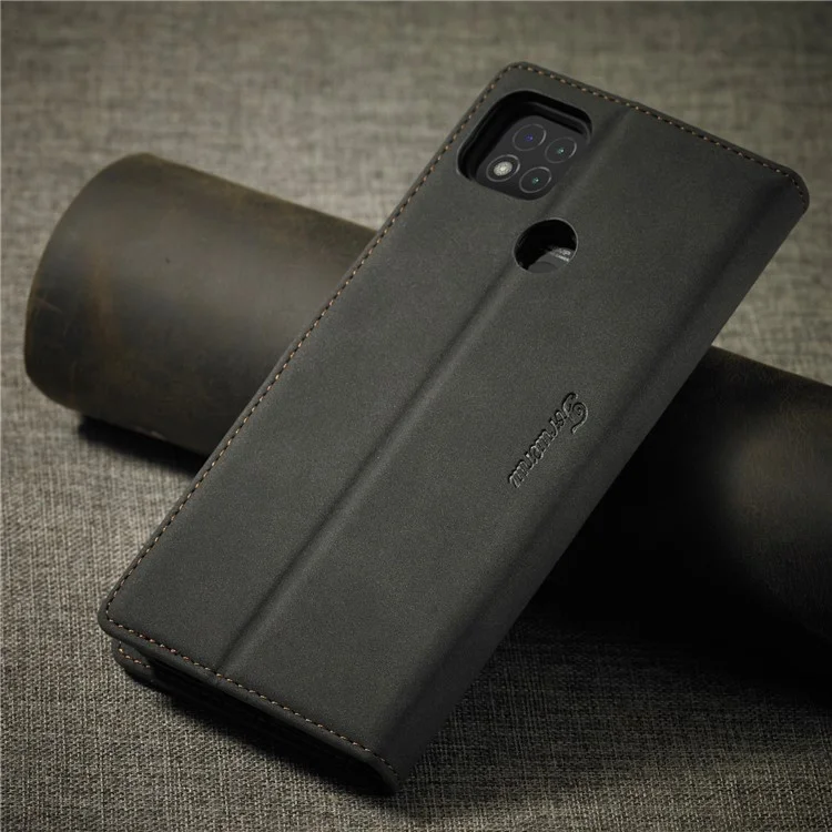 FORWENW F1 Series for Xiaomi Redmi 9C/Redmi 9C NFC Leather Wallet Stand Cover Case  - Black