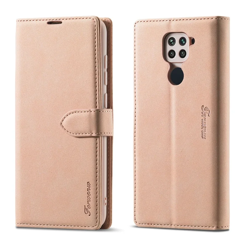 FORWENW F1 Series Leather Wallet Stand Cover Case for Xiaomi Redmi Note 9 - Rose Gold