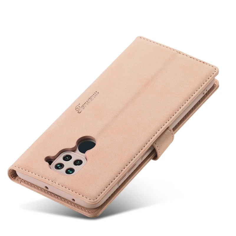 FORWENW F1 Series Leather Wallet Stand Cover Case for Xiaomi Redmi Note 9 - Rose Gold
