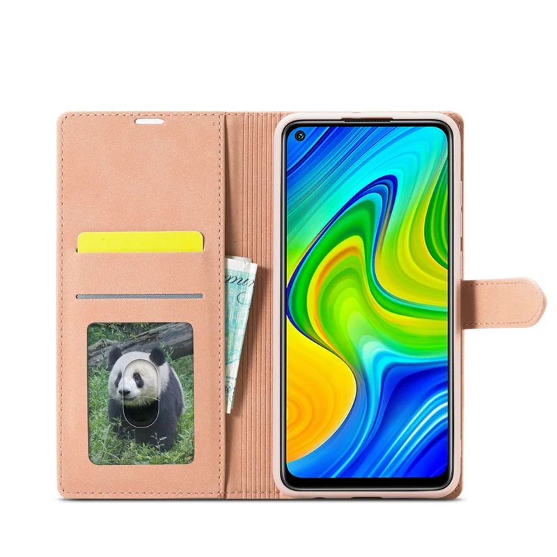 FORWENW F1 Series Leather Wallet Stand Cover Case for Xiaomi Redmi Note 9 - Rose Gold