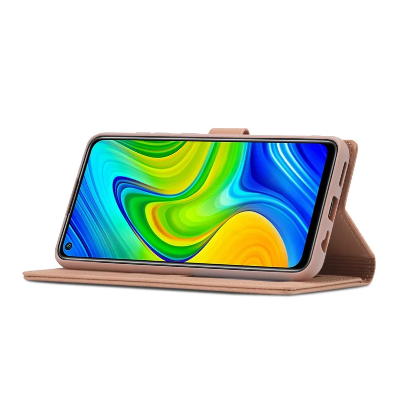 FORWENW F1 Series Leather Wallet Stand Cover Case for Xiaomi Redmi Note 9 - Rose Gold