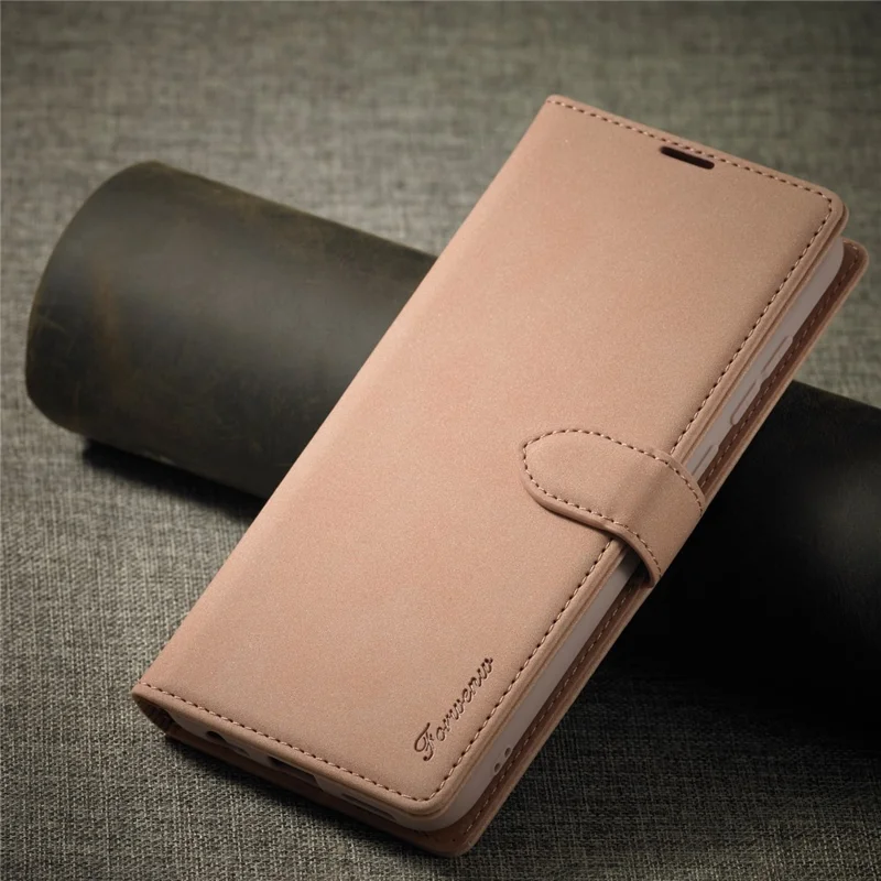 FORWENW F1 Series Leather Wallet Stand Cover Case for Xiaomi Redmi Note 9 - Rose Gold