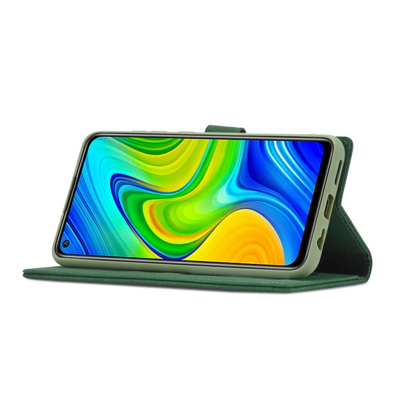 FORWENW F1 Series Leather Wallet Stand Cover Case for Xiaomi Redmi Note 9 - Green