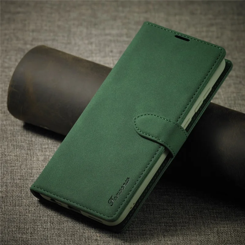 FORWENW F1 Series Leather Wallet Stand Cover Case for Xiaomi Redmi Note 9 - Green
