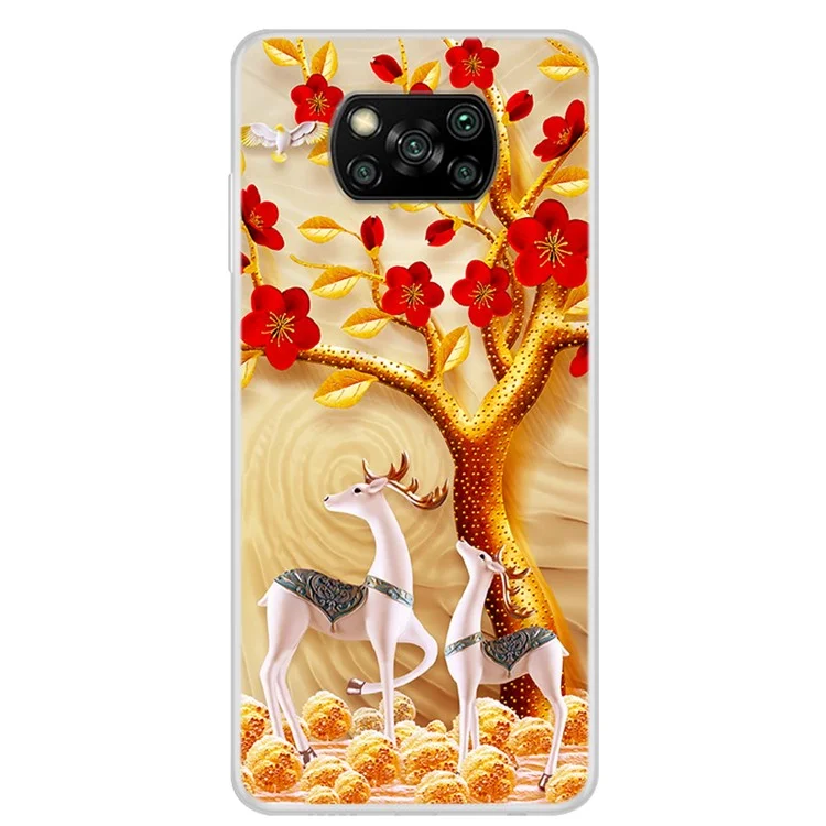 Funda TPU con estampado para Xiaomi Poco X3 NFC / Poco X3 - Reno y árbol