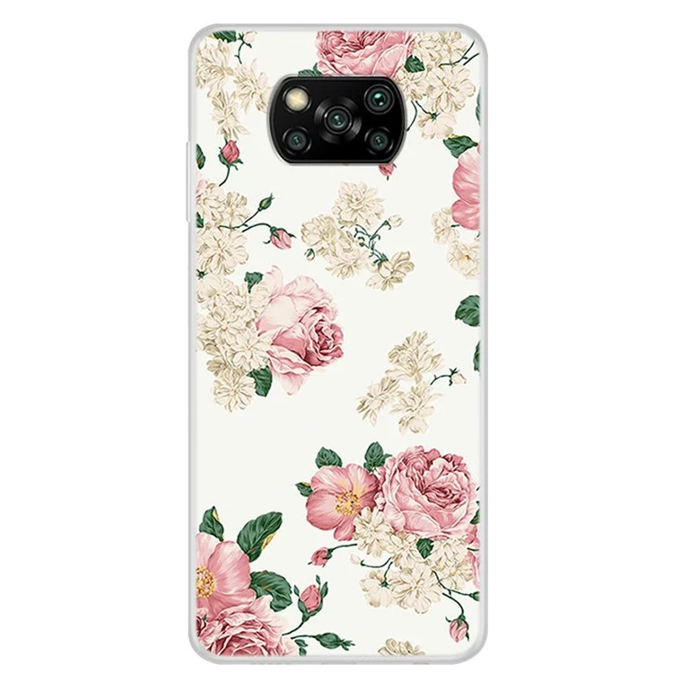 Capa Macia de TPU com Estampa Bonita para Xiaomi Poco X3 NFC - Flor 