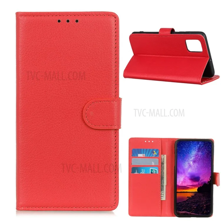 Litchi Texture Wallet Stand Case Protector de Cuero Para Xiaomi Mi 10T 5G / mi 10T Pro 5G / Redmi K30s - Rojo