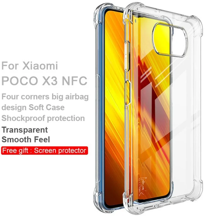 IMAK Airbag Anti-drop TPU Case + Screen Protector for Xiaomi Poco X3/X3 NFC - Transparent