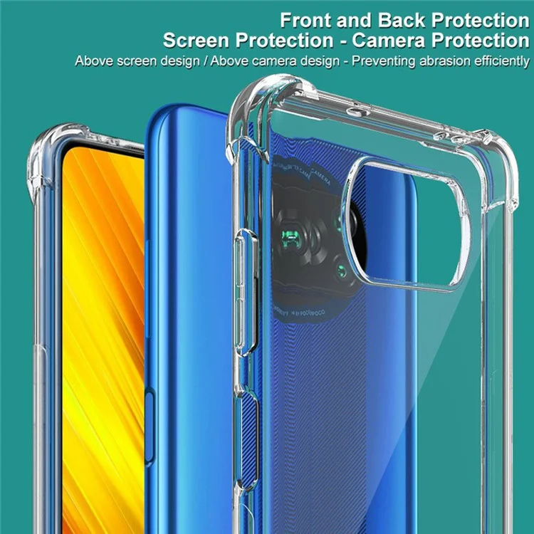 IMAK Airbag Anti-drop TPU Case + Screen Protector for Xiaomi Poco X3/X3 NFC - Transparent