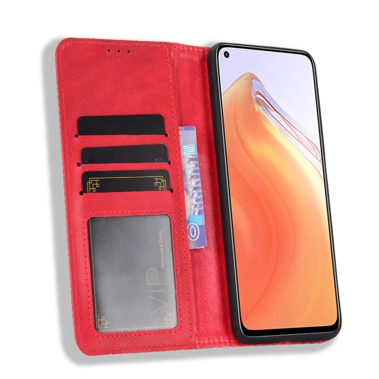 Funda de cuero retro autobsorbente para Xiaomi Mi 10T 5G/Mi 10T Pro 5G/Redmi K30S - Rojo