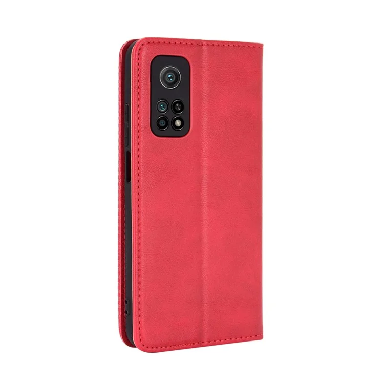Funda de cuero retro autobsorbente para Xiaomi Mi 10T 5G/Mi 10T Pro 5G/Redmi K30S - Rojo