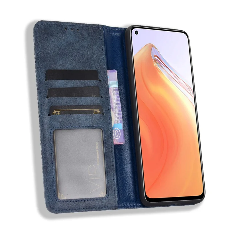 Auto-absorbed Retro Leather Case Cover for Xiaomi Mi 10T 5G/Mi 10T Pro 5G/Redmi K30S - Blue