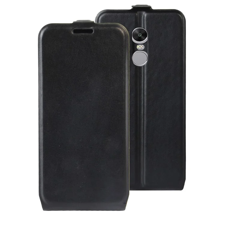 ID/Photo Slot Vertical Flip Crazy Horse Leather Case for Xiaomi Redmi Note 4X - Black